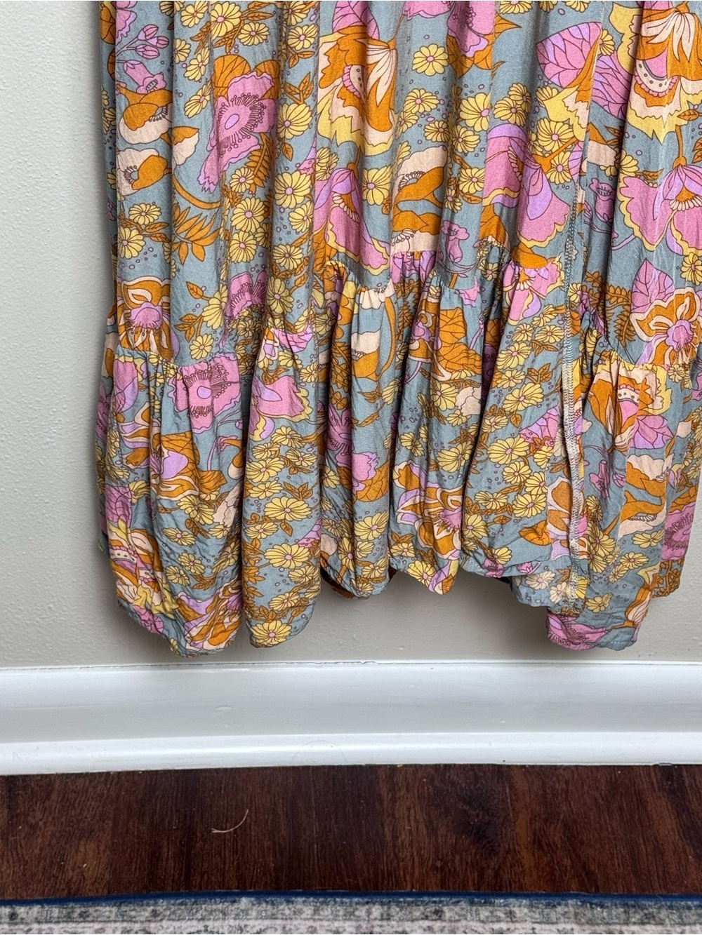 Halter Floral Maxi Dress in Pink, Mustard & Gray - Picture 6 of 10